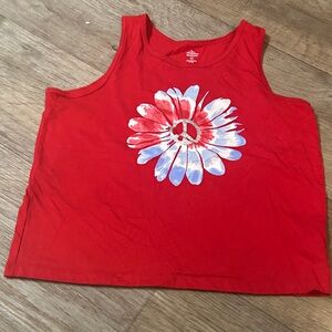 Gildan Red Kids Tank Top with Peace Flower